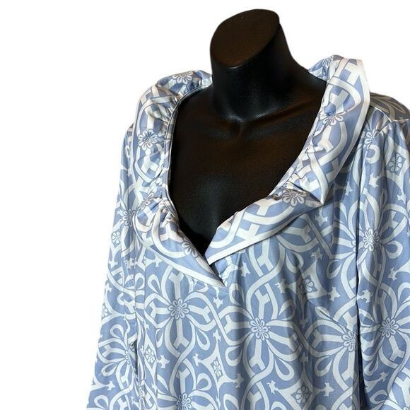 Gretchen Scott ruffle neck dress pale blue piazza diva xxxl nwt old money - Picture 3 of 7